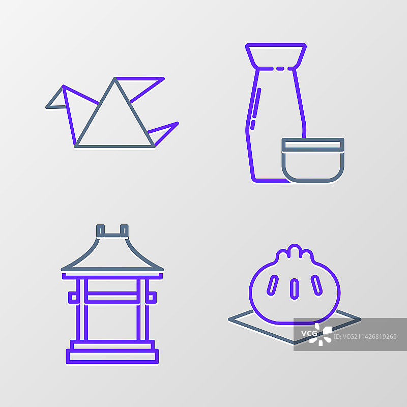 格鲁吉亚饺子砧板日本大门线条组合图片素材