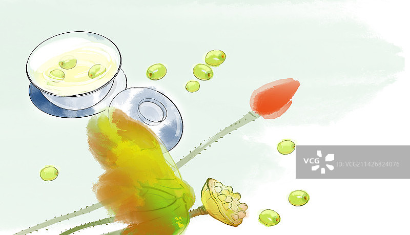 白色背景上的食物和饮料的高角度视图图片素材