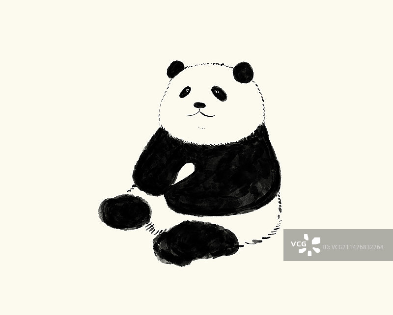 中国风水墨熊猫插画，可爱熊猫IP形象设计图片素材