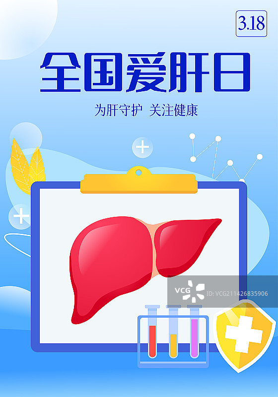 全国爱肝日318世界爱肝日 扁平矢量插画竖版海报展板模板图片素材