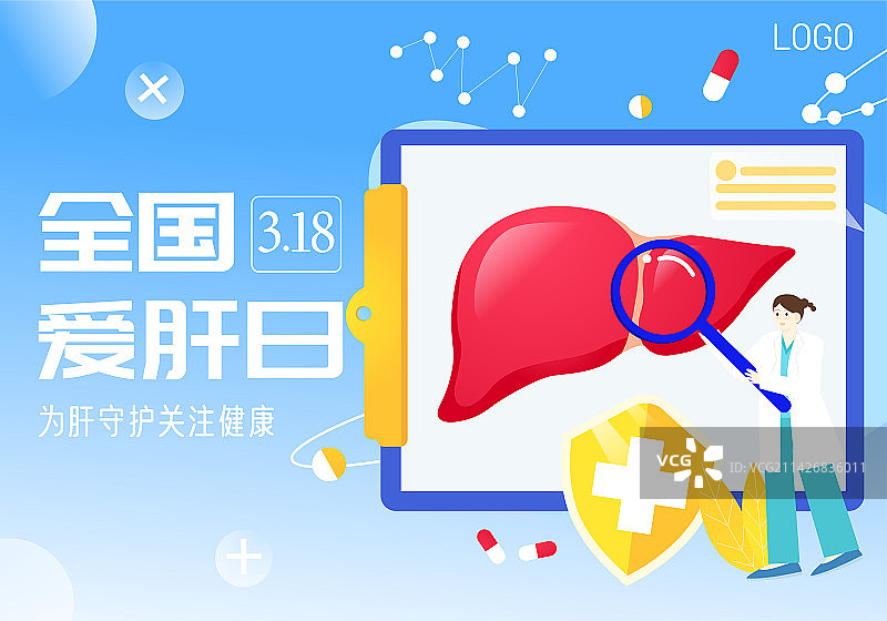 全国爱肝日318世界爱肝日 扁平矢量插画横版海报展板模板图片素材