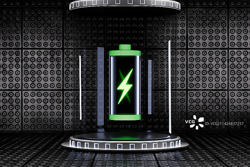3D渲染的科技感的抽象电池图片图片素材