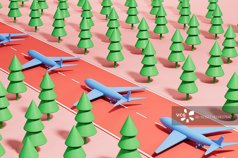 3D渲染的旅游题材卡通飞机图片图片素材