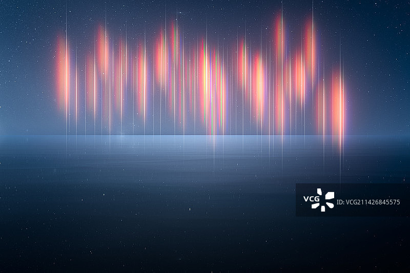 星空银河下的光绘灯光光线图片素材