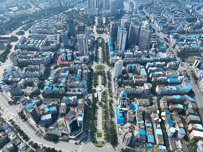 四川省广安市广安区思源广场渠江公园航拍图片素材