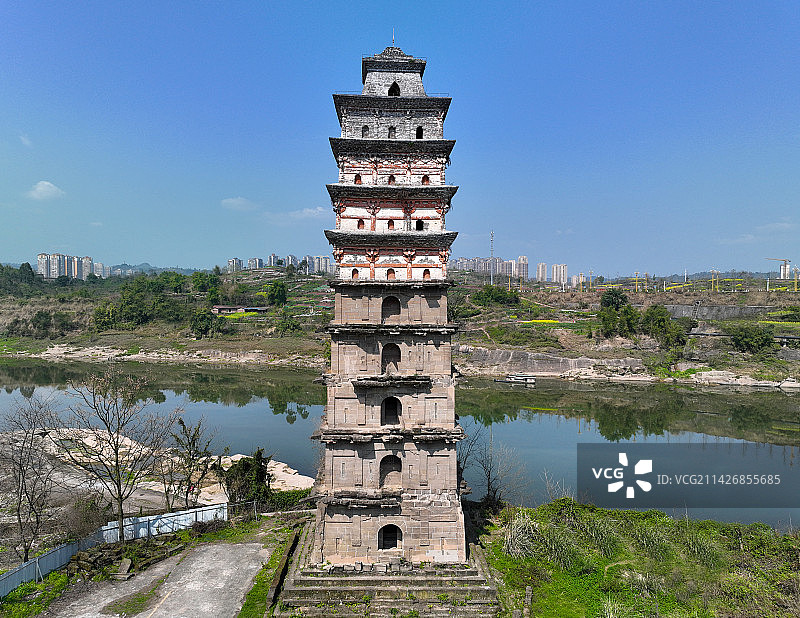 四川省广安市广安区广安白塔航拍图片素材