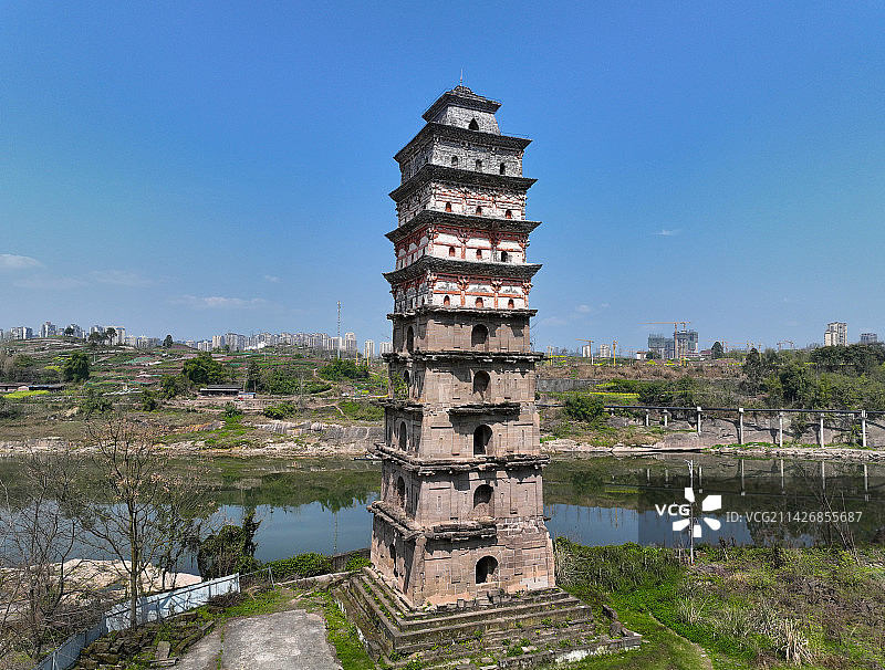 四川省广安市广安区广安白塔航拍图片素材