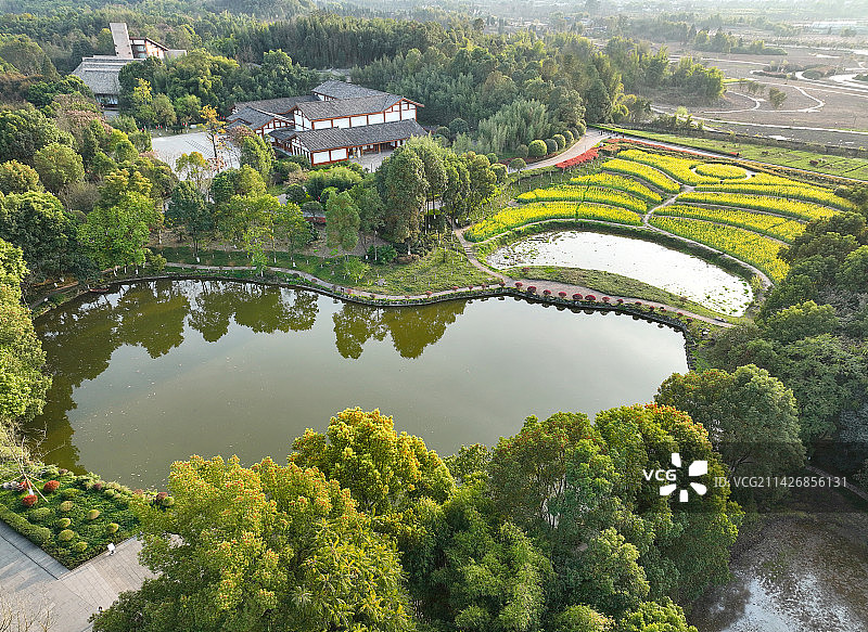 四川省广安市邓小平故里旅游区航拍图片素材