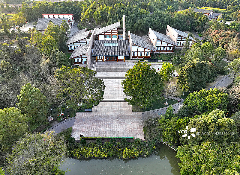 四川省广安市邓小平故里旅游区航拍图片素材