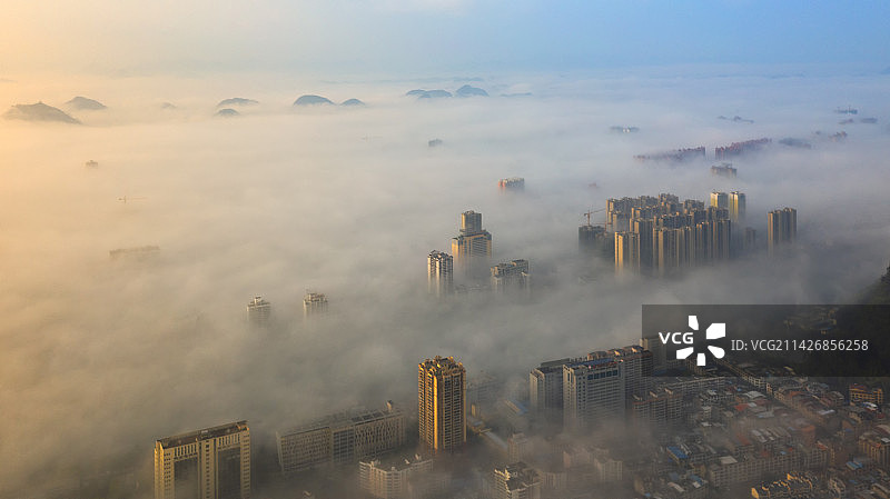 海市蜃楼宜州区城市风光图片素材