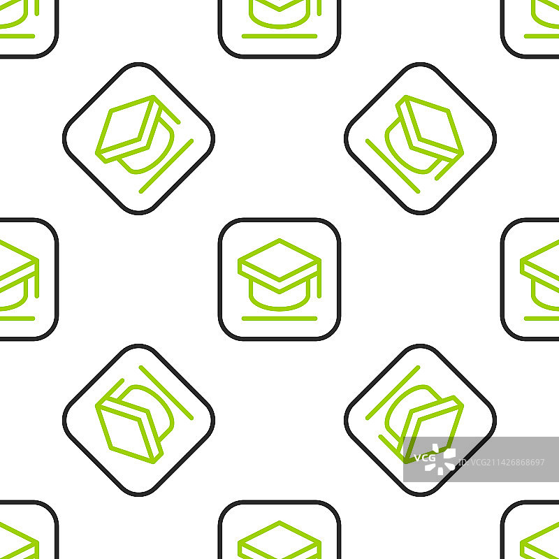 毕业帽线条图标无缝图案图片素材