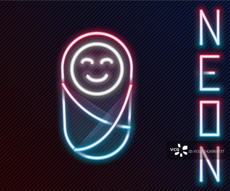 发光霓虹灯新生婴儿襁褓图标图片素材