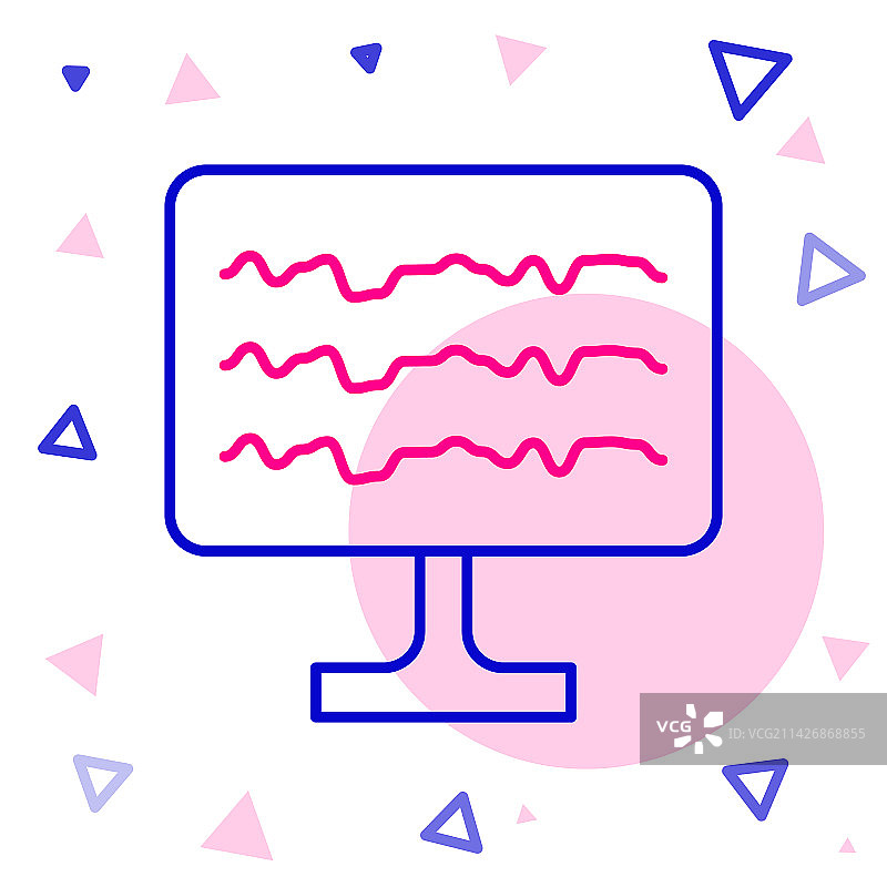 白色背景上的线条脑电图图标图片素材