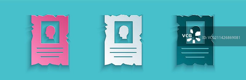 剪纸西部通缉海报图标图片素材