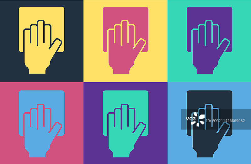 波普艺术风格的清洁服务彩色图标图片素材