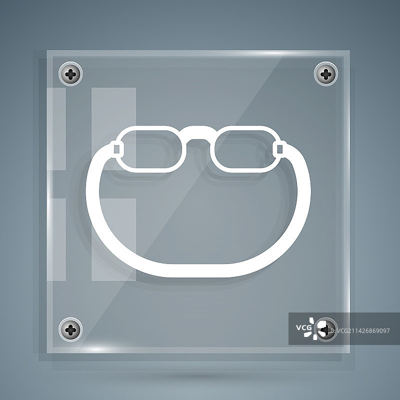 灰色背景上的白色眼镜图标图片素材
