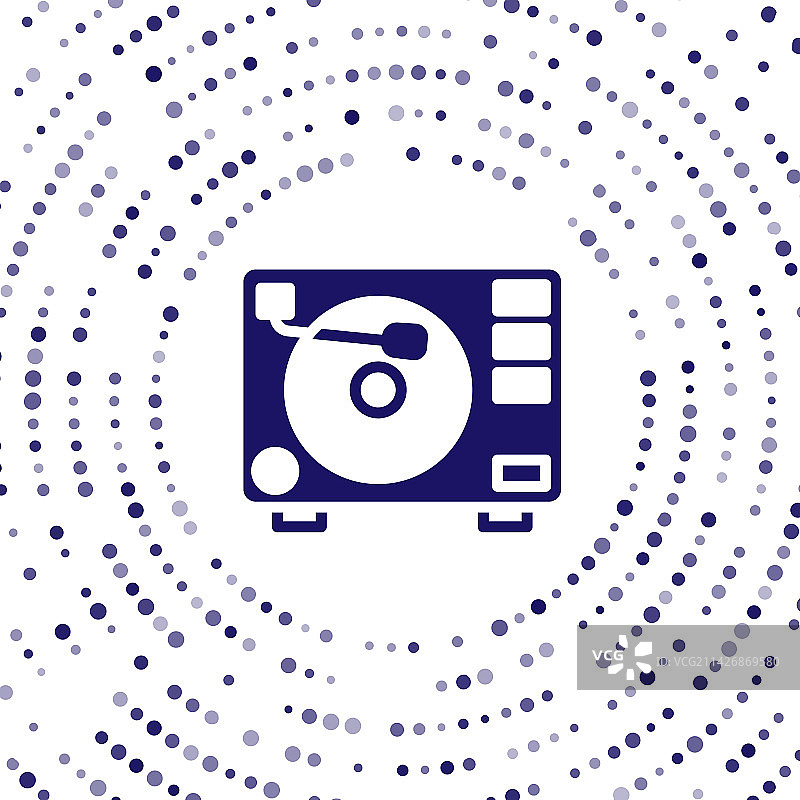 蓝色黑胶唱片播放器与黑胶唱片图标图片素材