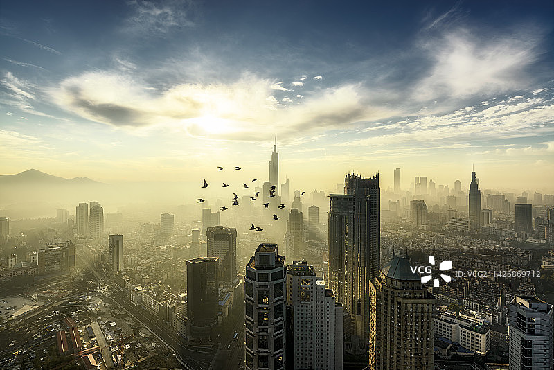 南京日出图片素材