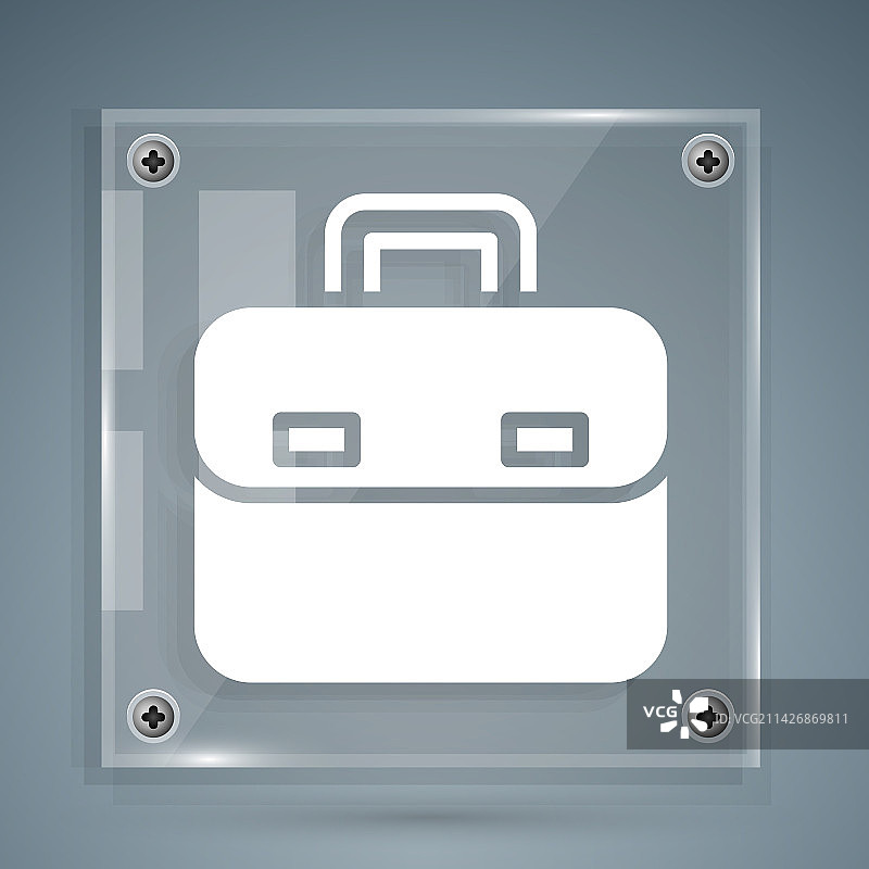 灰色背景上的白色公文包图标图片素材