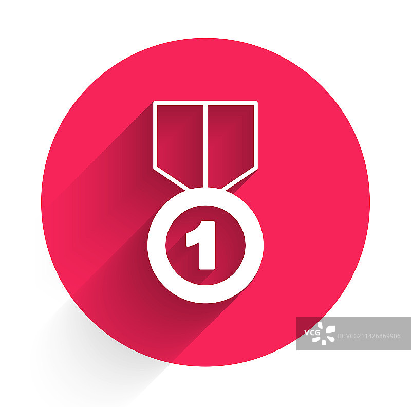 具有长阴影的白色金牌图标图片素材