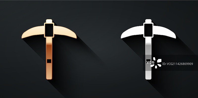 金色和银色的镐图标图片素材