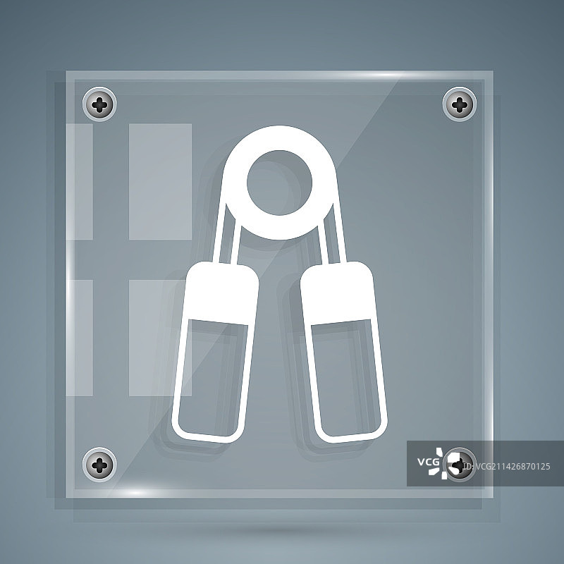 灰色背景上的白色运动拉力器图标图片素材