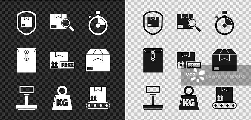 带盾牌搜索的送货包安全图片素材