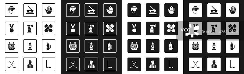 曲棍球手套、气喇叭、奖牌、头盔素材图片素材