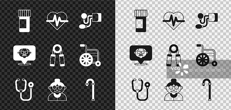 药品瓶、药丸与心率血液图片素材