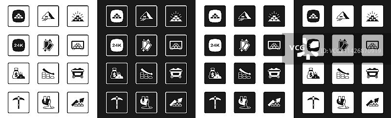 24K金条与金矿保险箱组合图片素材