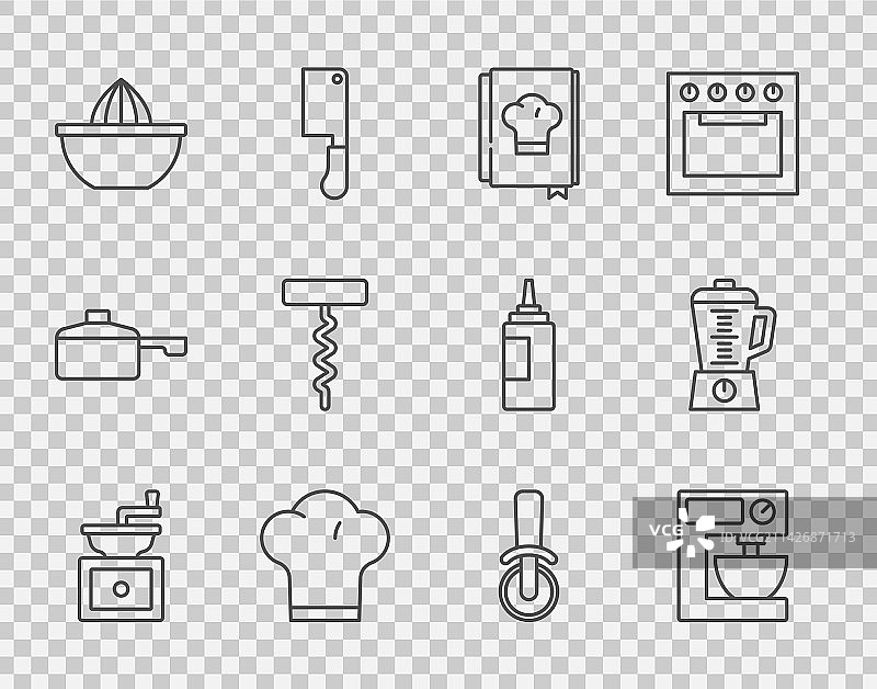 手动咖啡研磨机、电动搅拌器线条设计图片素材