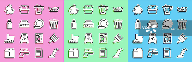 线条吸尘器窗户橡胶与垃圾桶图片素材