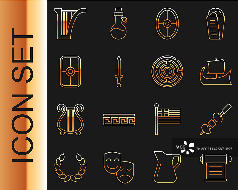 线条集合：法令羊皮纸卷轴与橄榄图片素材