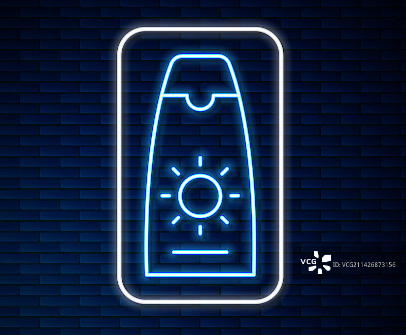 发光霓虹灯管状防晒霜图标图片素材