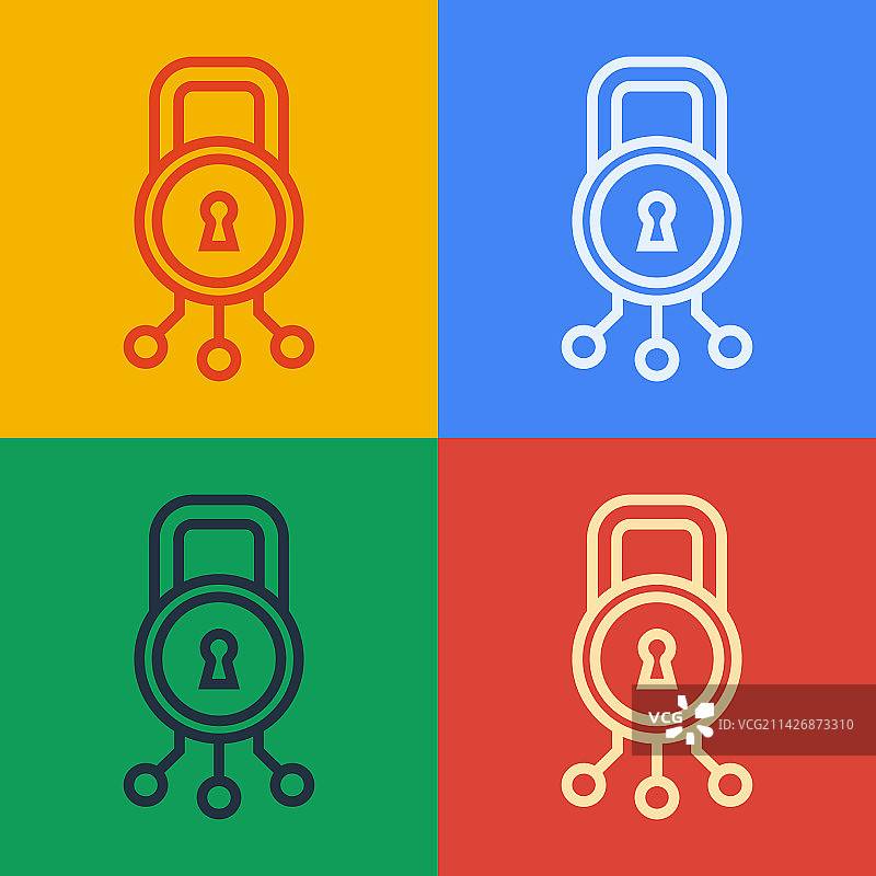 波普艺术风格线条网络安全图标图片素材