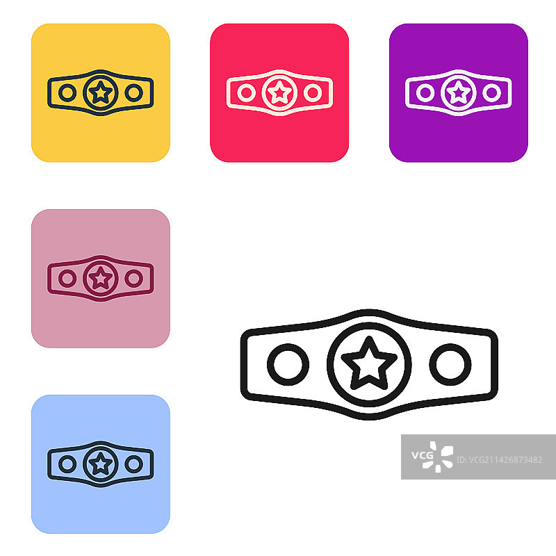 白色背景上的黑色拳击腰带图标图片素材