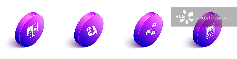 2.5D等距视频聊天会议与好友图片素材