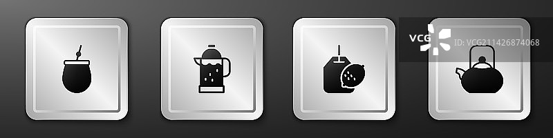 马黛茶、法式压滤壶和柠檬茶包套装图片素材