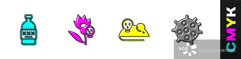 有毒酒精、花朵、实验小鼠图案图片素材