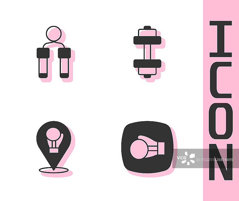 拳击手套跳绳哑铃图标组图片素材