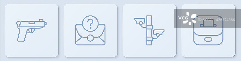 手枪、监控摄像头与信封图片素材