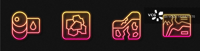 地质断层油桶金块线条组合图片素材