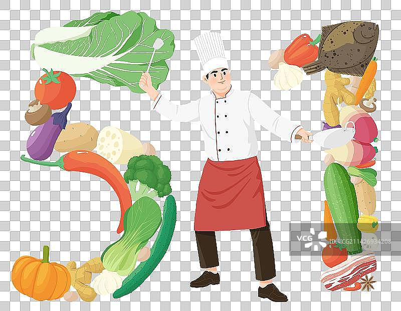 正在炒菜的厨师图片素材