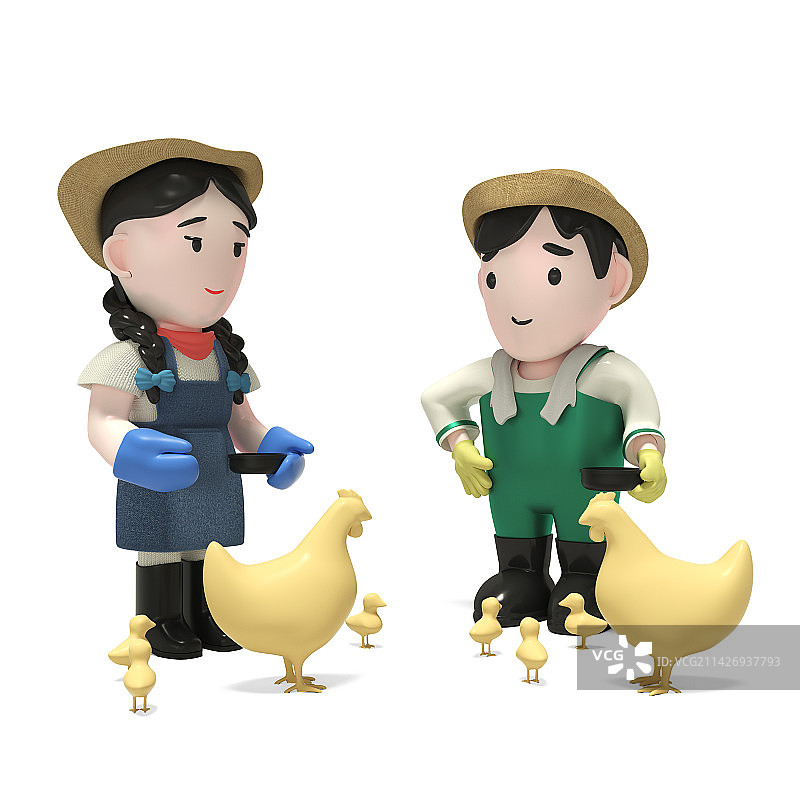 C4D渲染乡村卡通人物图片素材