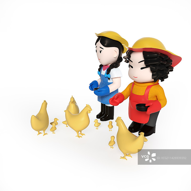 三维渲染田园乡村人物图片素材