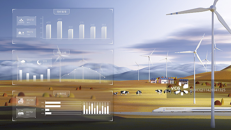 3D渲染智慧农业牧场管理主题插画图片素材