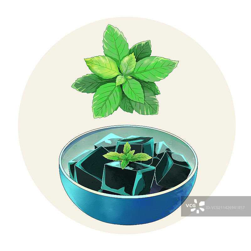 手绘水彩传统美食烧仙草插画图片素材