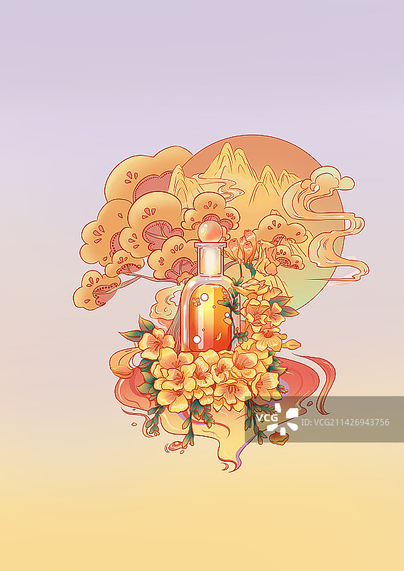 新中式包装插画图片素材