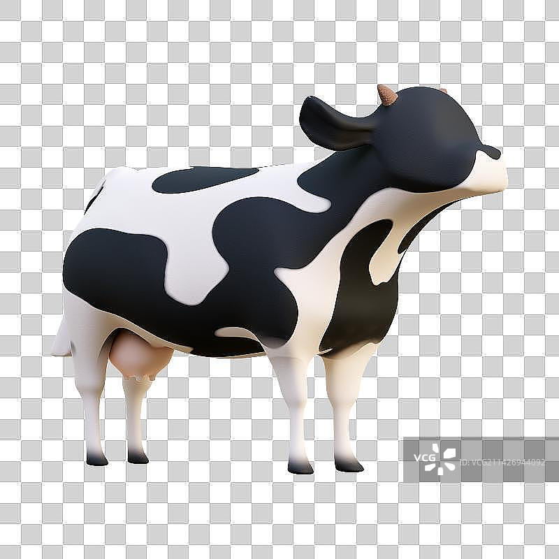 3D渲染卡通风格奶牛免抠元素图片素材