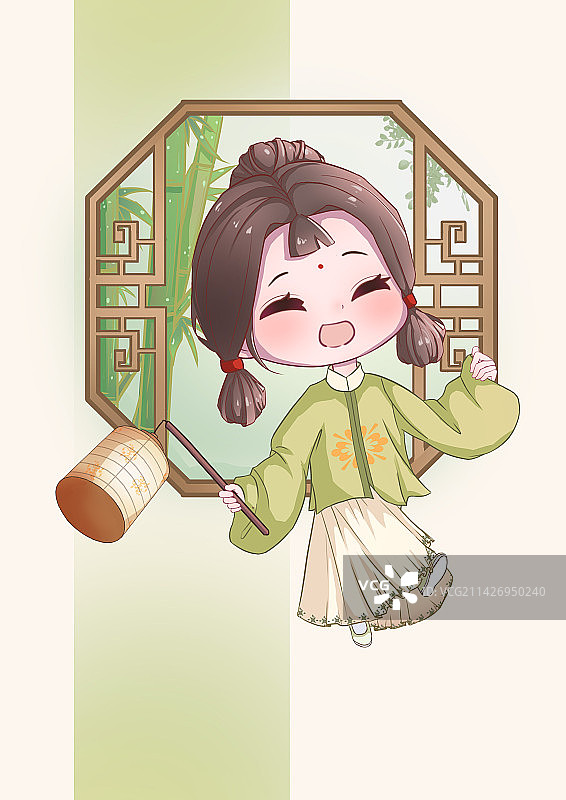 Q版古风少女图片素材